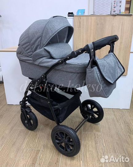 Коляска 2в1 для новорожденных на надувных колесах