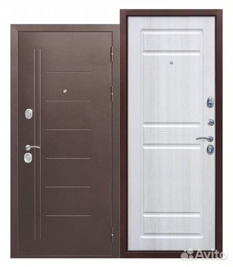 Дверь входная 10 см троя Медный антик Белый ясень