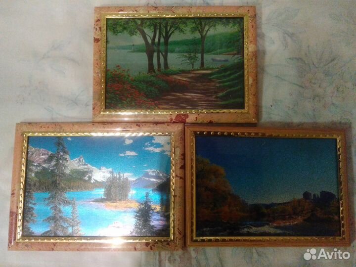 Картины небольшие в рамках под стеклом
