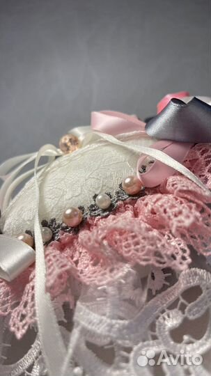 Подушечка для свадебных колец ручной работы