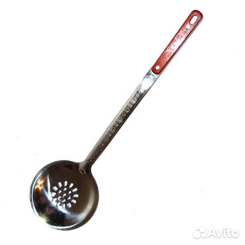 Шумовка средняя 46,5 см из нержавейки с деревянной