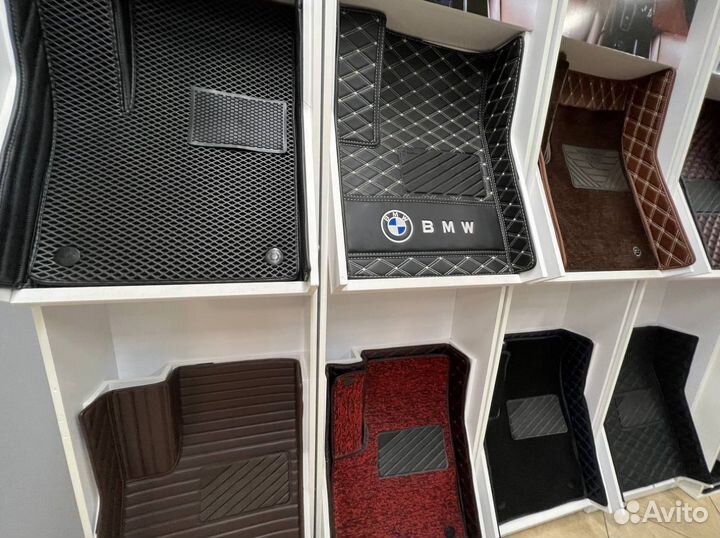 Автомобильные коврики 3д экокожа+съемный ворс