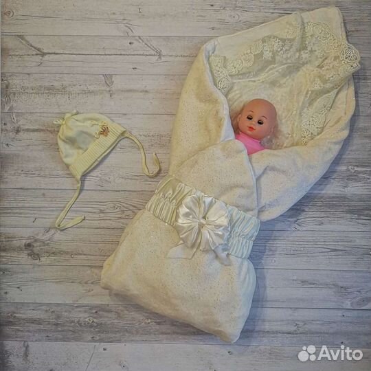 Конверт-одеяло на выписку +шапочка в подарок (зима