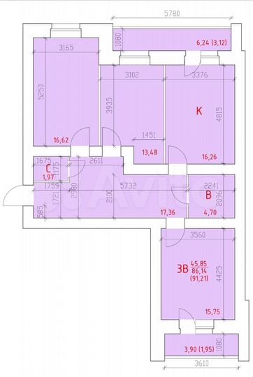 3-к. квартира, 83 м², 7/12 эт.