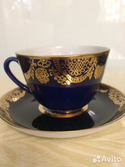 Винтажная чайная пара СССР лфз кобальт