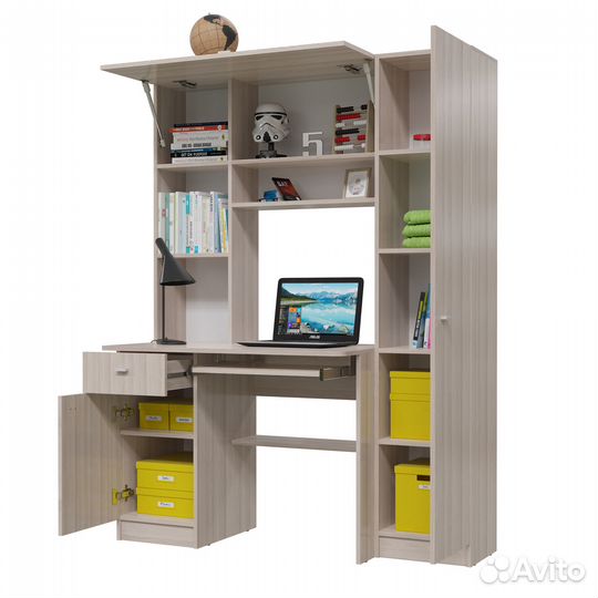 Стол рабочий Aльфа, цвет ясень шимо светлый, шхгхв 137х61х181 см., универсальная сборка