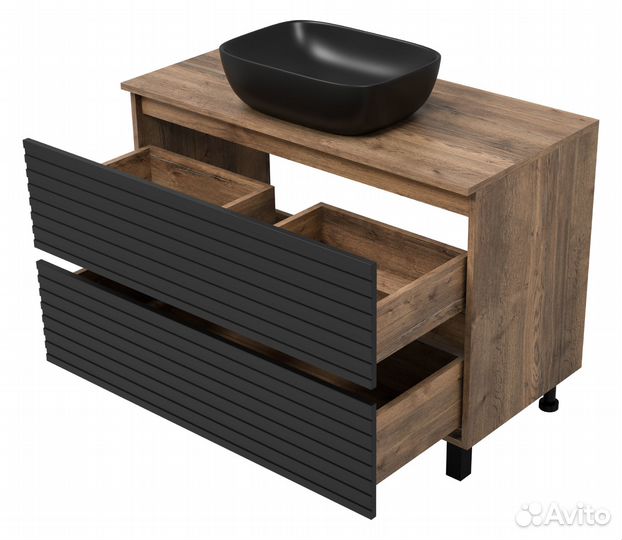Тумба под раковину Brevita Dakota 100 (черная)
