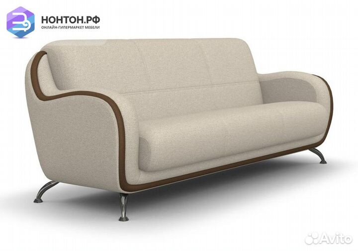 Диван книжка Вега-8 светло-бежевый / коричневый