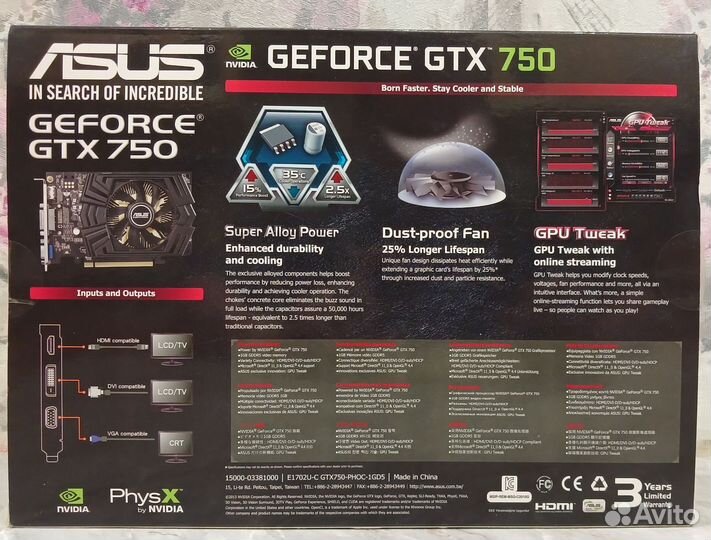 Видеокарта asus geforce GTX 750