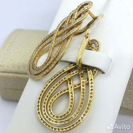 Серьги / 11,63г / Золото585 / фианиты круглые