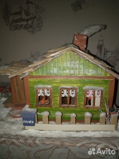Поделка зимний деревенский домик