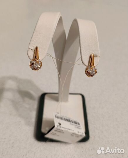 Золотые серьги с фианитами