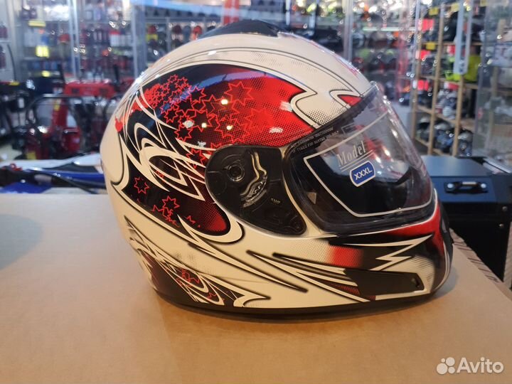 Мотошлем интеграл 3XL,бело-красный Apex, бренд RSV