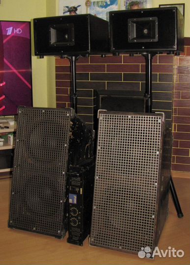 Колонки F.Audio 4200W Рупоры Сабы Усилок Штативы