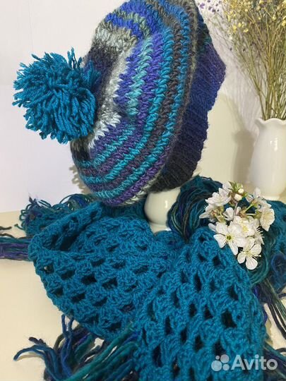 Берет, шарф, бактус, шапка