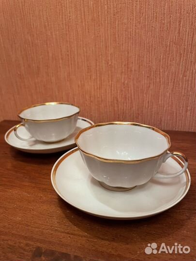 Чайная пара Дулево, фарфор, СССР