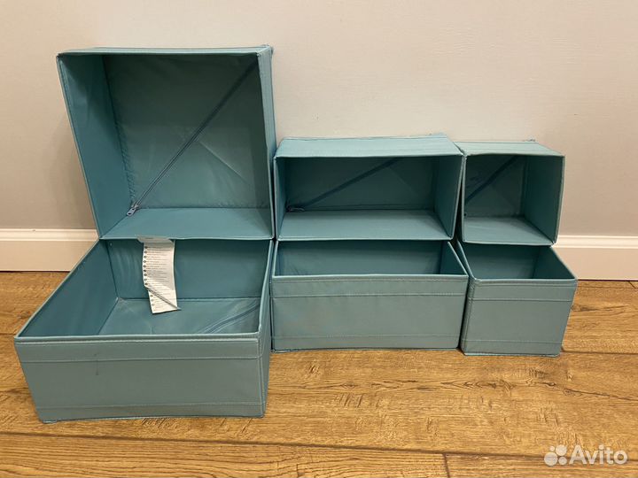 Набор коробок скубб IKEA skubb 6 шт голубые