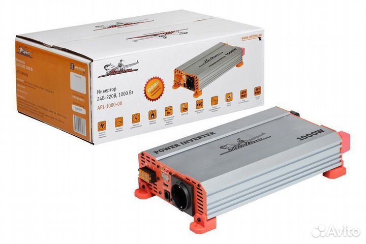 Инвертор 24В-220В, 1000 Вт