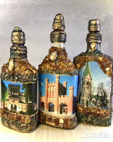 Красивые бутылочки с янтарём