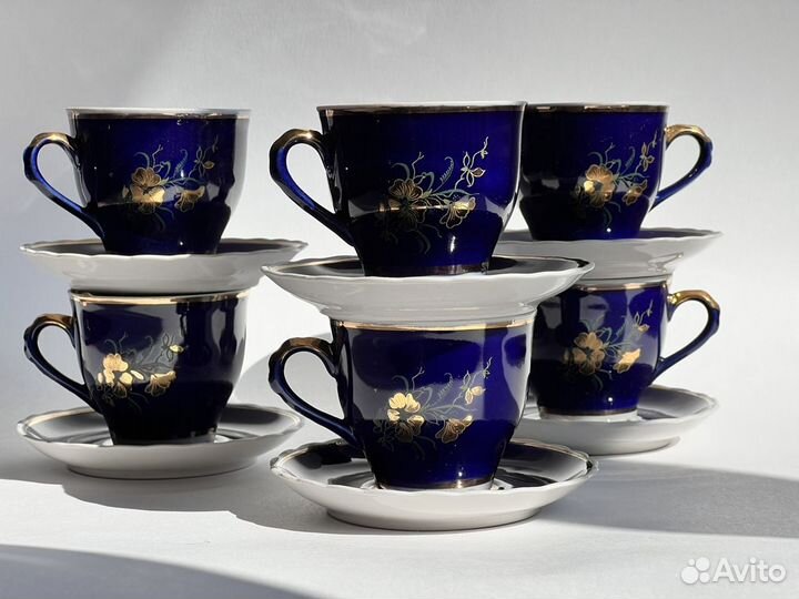 Кофейный сервиз кобальт СССР Полонное