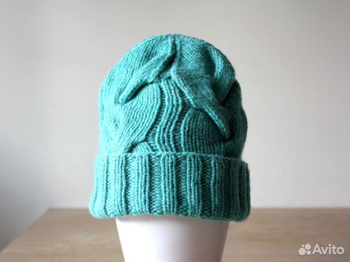 Шапка женская вязаная зимняя из шерсти и кашемира