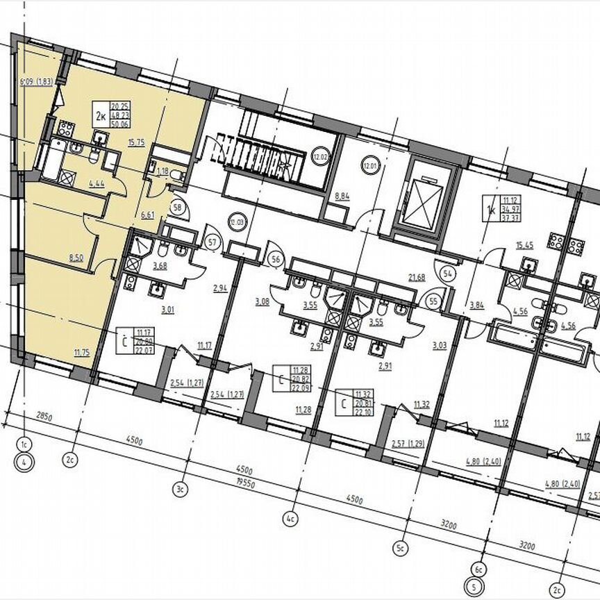 2-к. квартира, 50,1 м², 12/12 эт.