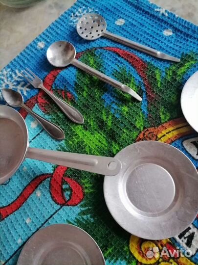 Набор кукольный посуды СССР алюминевый