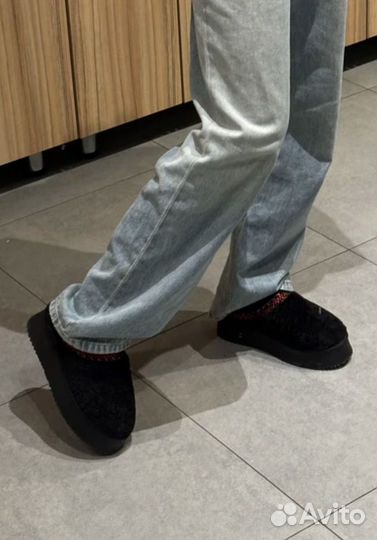 Угги женские черные меховые трендовые без пятки