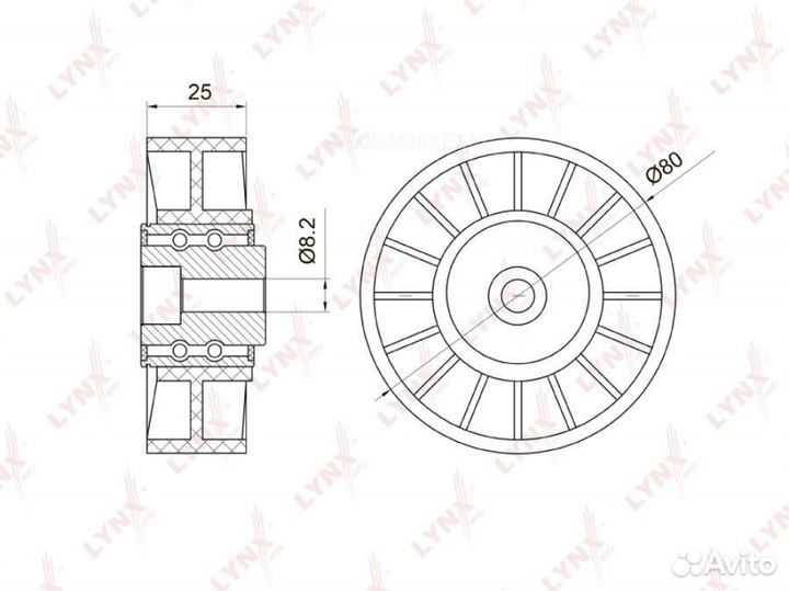 Lynxauto PB-5008 Ролик натяжной навесного оборудования