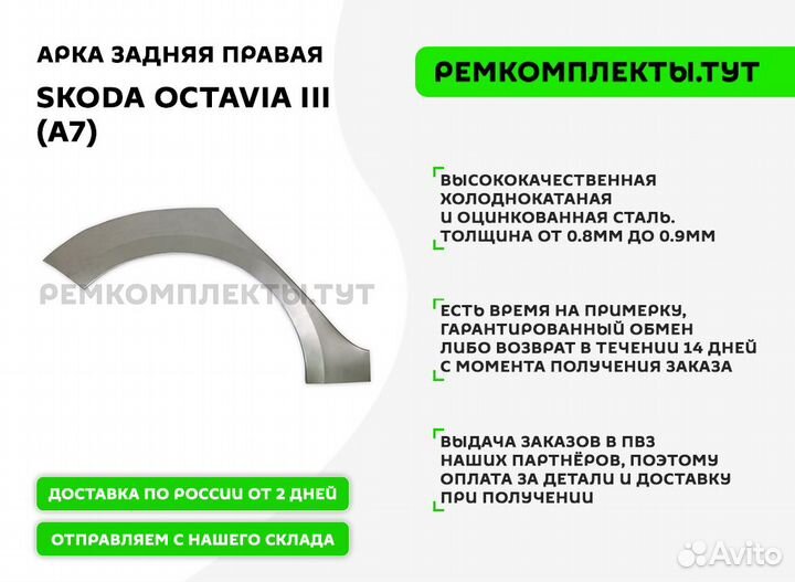 Арка задняя Skoda Octavia A7 правая