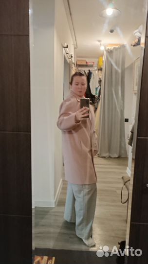 Пальто пыльно-розовое L