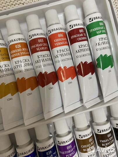 Краски акриловые brauberg 18 шт. по 12 мл