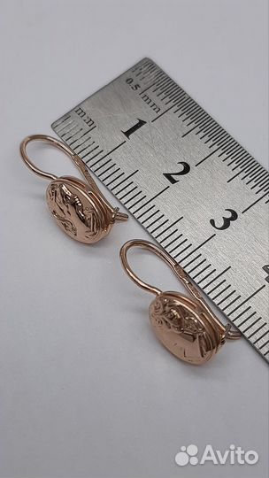 Золотые серьги 583 проба камея СССР