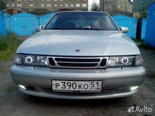 Стекла фар Saab 9000 гладкие, пара