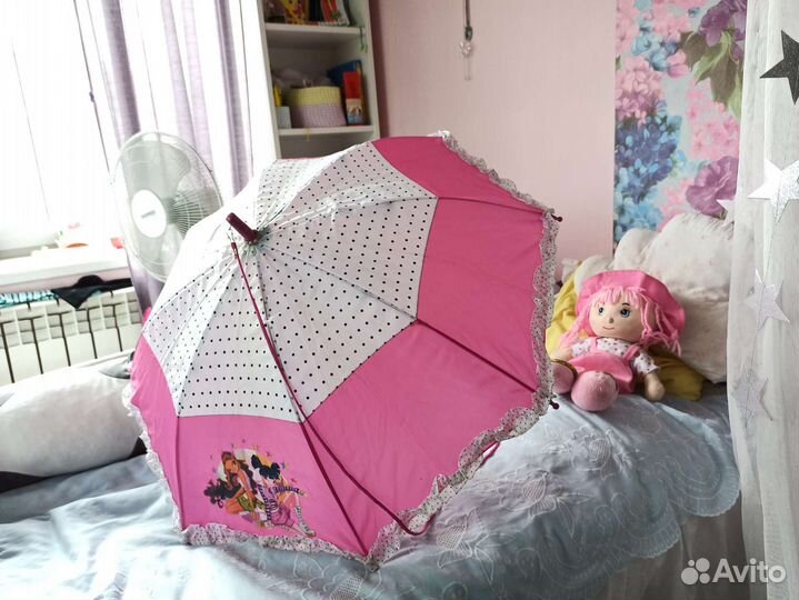 Зонт детский для девочки зонт-трость со свистком