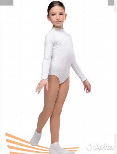 Купальник гимнастический белый и балетки