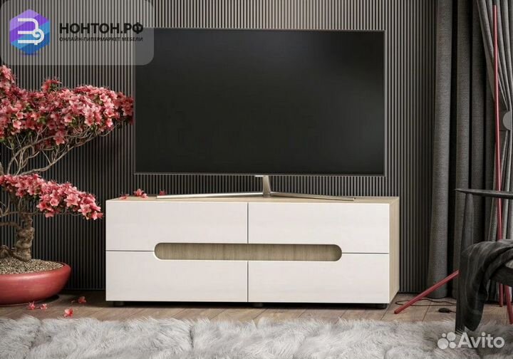 Тумба под тв Палермо-3 ясень шимо светлый / белый