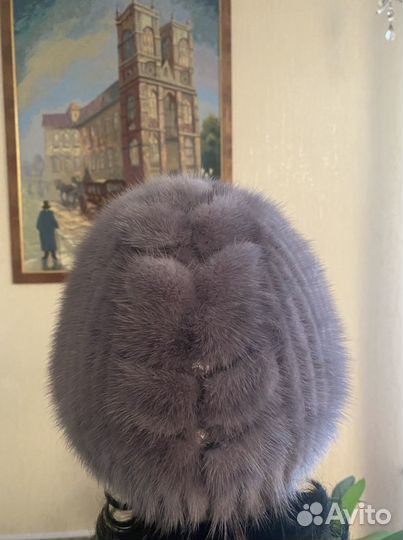 Шапка норковая вязаная