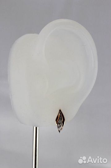 Серьги с фианитами (с), золото 585 (14K)