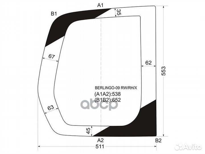 Стекло заднее (Цвет зеленый) Citroen Berlingo 0