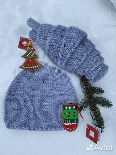 Шарф и шапочка из пряжи мериноса и мохера на шелке