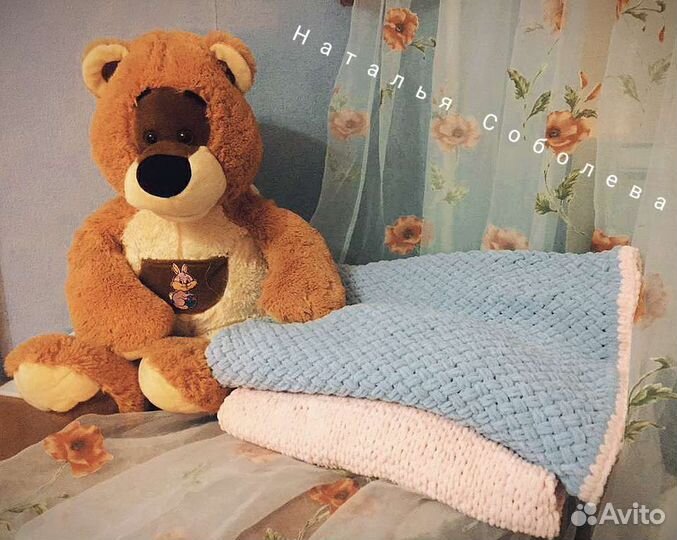 Плед детский плюшевый, снуд на заказ