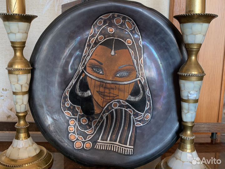 Шкатулка, подсвечники, латунь, Индия1970-80 гг