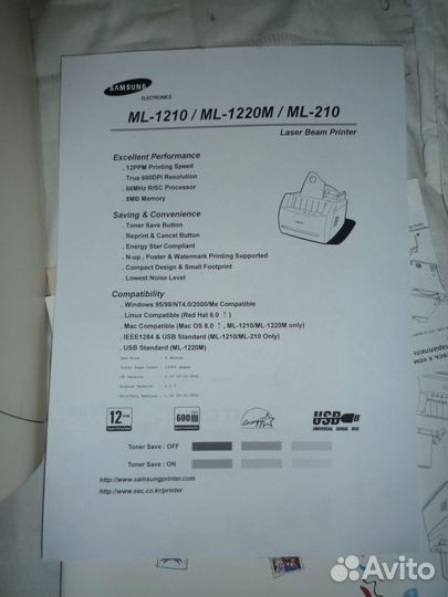 Принтеры лазерные ч.б. Samsung ML-1210 и ML-2165W