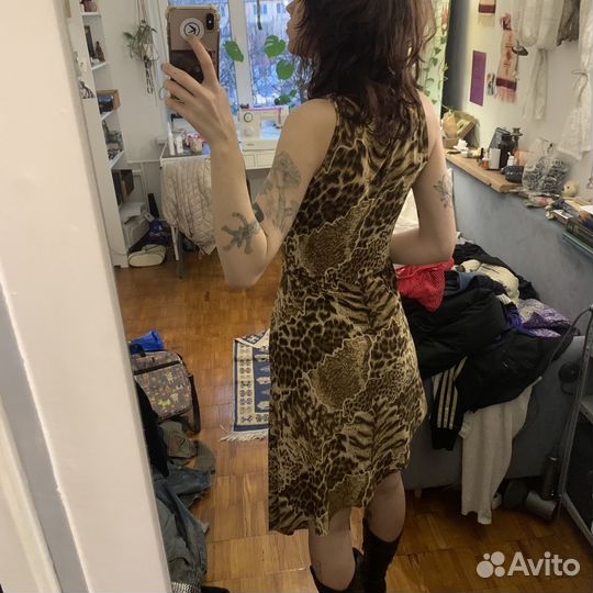 Платье леопардовое винтаж y2k