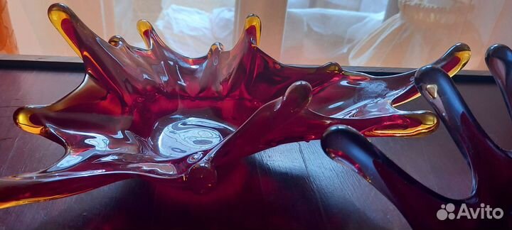 Ваза конфетница цветное стекло