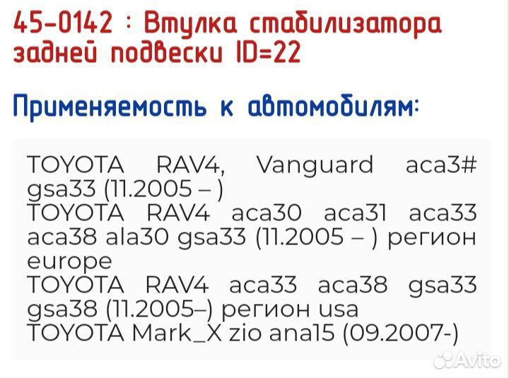 Втулки стабилизатора заднего Toyota Rav4 30/Mark X