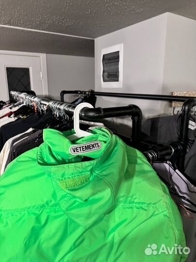 Пуховик Vetements Neon Green Logo Double Оригинал