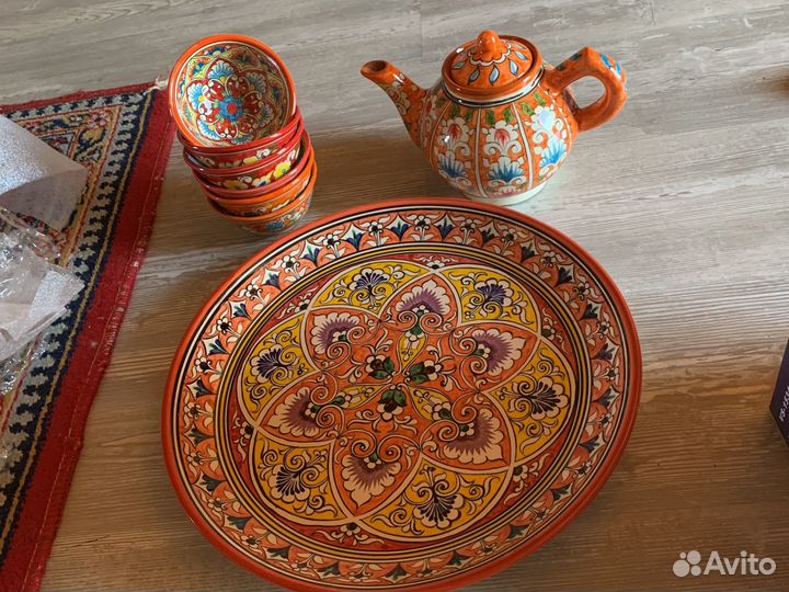 Восточный набор блюдо, чашечки, чайник