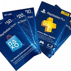 Карты пополнения PSN Playstation Store US,EU,UK,JP